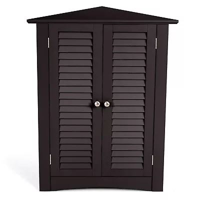 Corner Storage Cabinet Freestanding Floor Cabinet Bathroom W/ Shutter Door • $84.49