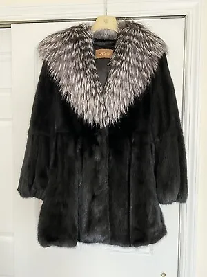 Mink Fur Jacket With Racoon Hood 40 • $865