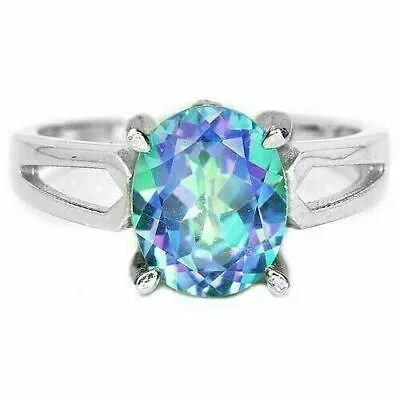 Ring Mystic Topaz Genuine Mined Gem Solid Sterling Silver Size S  US 9.25 • £59.99