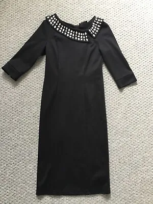 VGC Myleen Klass Black Midi Dress 3/4 Sleeve Size 10-Worn Once • £7.99