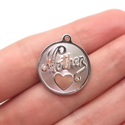 925 Sterling Silver Vintage  Mother  Heart Round Pendant • $24.95