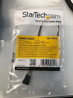 NEW StarTech FAN4EXT12 12in (12 ) 4 Pin Cooling Fan Power Extension Cable M/F • $5