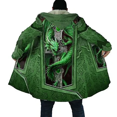 Sherpa Lined Mens Unisex Dragon GoT Printed Jacket Hooded Cloak - AU Stock • $115.82