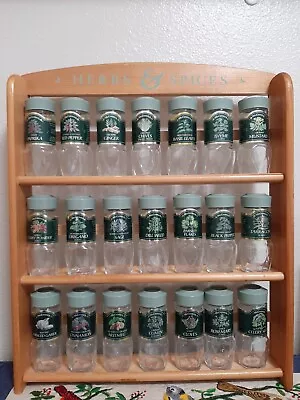 Vintage McCormick 3 Tier Wood Spices Rack 21 Empty Jars Green Lids Farmhouse  • $109.99