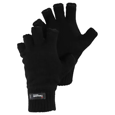 Mens Knitted Winter Thinsulate Heatguard Fingerless Gloves (GL575) • $10.70