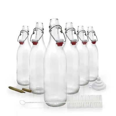 $26.99 • Buy Nevlers 17 Oz. Airtight Glass Swing Top Bottles + Accessories (Pack Of 6)