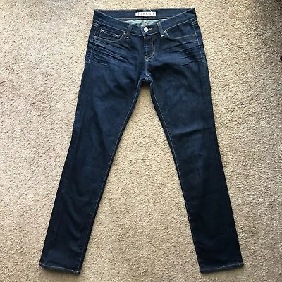 J Brand Jeans Womens 25 (30 X 31) Raw Hem Mid Rise Dark Wash Denim • $3.95