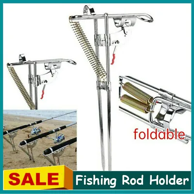 Automatic Spring Fishing Rod Rest Holder Portable Stainless Steel Fishing Gear • $18.59