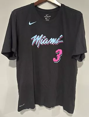 Nike Dri-Fit Dwyane Wade Miami Heat Vice City Black T-Shirt Tee Jersey Men XL • $35