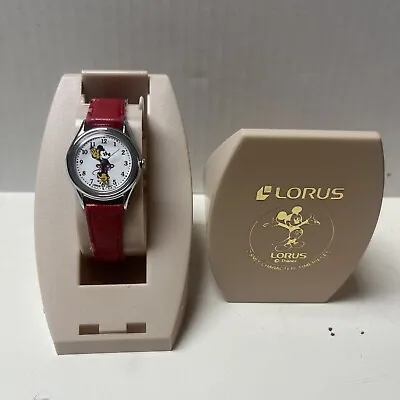 Lorus Disney Minnie Mouse Watch Women Silver Tone Red Band Needs Battery • $10