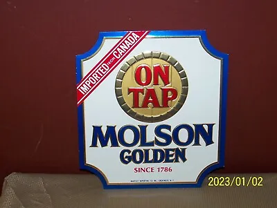 Vintage Molson Golden Beer Sign   On Tap Since 1786   Cardboard  ~ Nos ~ 11 X10  • $9.99