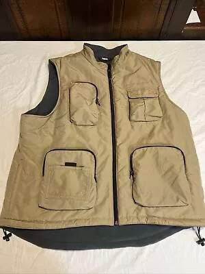 Canyon River Blues Men’s Hunt Fishing Vest Tan With Pockets Fleece Lined Sz XL • $19.95