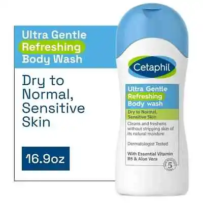 Cetaphil Ultra Gentle Refreshing Body Wash Dry To Normal Sensitive Skin 16.9oz • £17.98