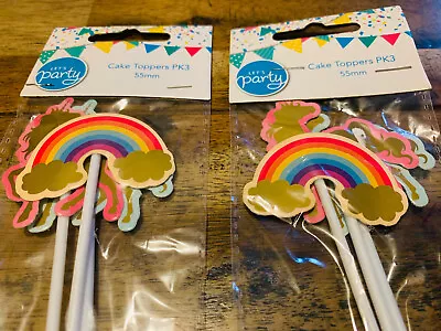 Rainbows & Unicorns Cupcake Topper 6 Pcs Birthday Party CupCake Cake Decoration • $2.99