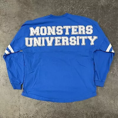 Disneyland Spirit Jersey L Blue Long Sleeve Shirt Monsters University Spellout • $0.99