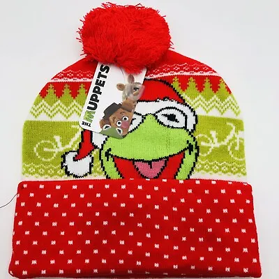 Brand New The Muppets Kermit The Frog Pom Beanie Knit Hat Christmas One Size • $15.99