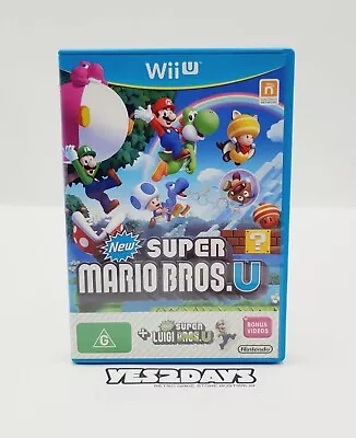 New Super Mario Bros. U + Luigi U Nintendo Wii U Game PAL AUS Mint Disc • $29.95