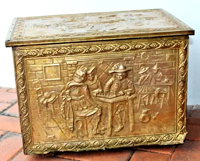 VTG/ATQ Brass Hearth Trunk For Firewood Logs Or Other Storage • $79