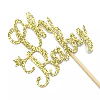 Baby Shower 'Oh Baby' Glitter Cake Topper - Gold 1pc - **Petite**  • $1.95