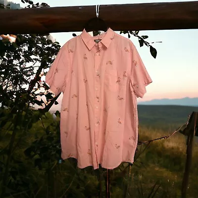 Urban Pipeline Shirt XXL Button Up Short Sleeve Flamingo Collared Coral/Pink • $9.99