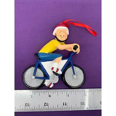 2015 Ornament Central Christmas Tree Hanging Boy On A Bike Red Helmet Yellow Shi • $16.71