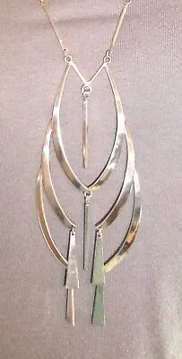 Vintage Mid Century Modern Modernist Abstract Artisan Sterling Silver Necklace • $95