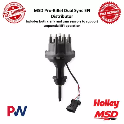 MSD Pro-Billet EFI Dual Sync Distributor Black For Chrysler 273 318 340 360 • $519.57
