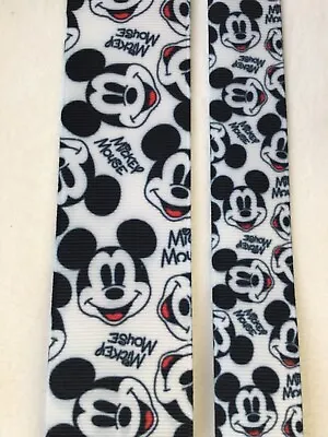 Mickey Mouse Smiling Happy Black Red Grosgrain Ribbon  7/8  1.5  • $2.40