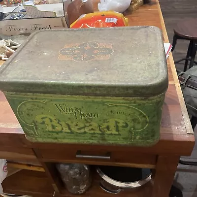 Bread Box Vintage 1960s Metal Tin Wheat Heart • $19.99