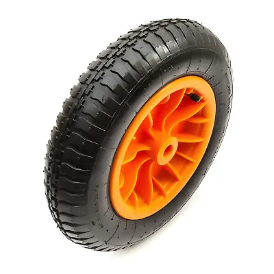 14 Inch Heavy Duty Orange Wheel & Pneumatic Tyre 3.50-8 Garden Trailer Trolley • £11.99