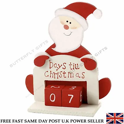 £9.95 • Buy Wooden Santa Claus Advent Calendar Countdown To Christmas Blocks Decoration 
