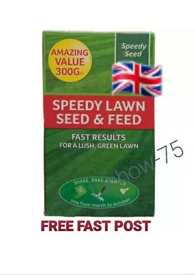 Speedy Lawn Seed & Feed 300g-Grass Seed Fast Growing Hard Wearing Lawn Grass • £4.69