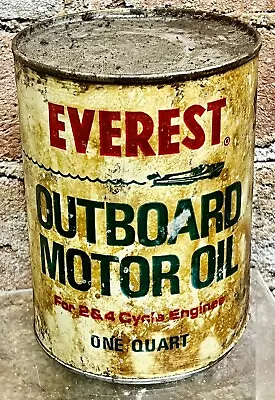 Vintage Everest Outboard Motor Oil Can One Quart Boat Gas Station Advertising • $19.67