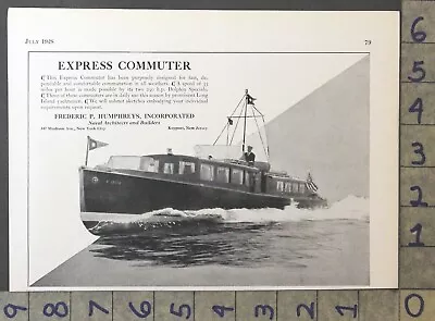 1928 Boat Watercraft Yacht Frederic Humphreys Cruiser Nautical Marine Ad A-2541 • $21.95