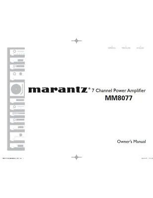 Marantz MM8077 Amplifier Owners Instruction Manual • $19.99