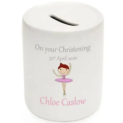 Personalised New Baby Girl Gift Money Box Keepsake Christening Godchild Present • £9.95