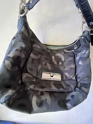 Coach Black Leather Handbag Shoulder Purse E1182-18295 Chrome Hardware • $37.99