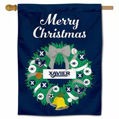 Xavier University Happy Holidays Christmas Decorative House Flag • $22.95