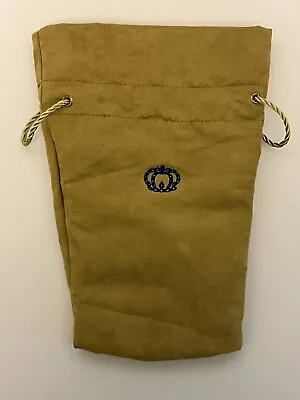 Vintage Crown Royal Large Tan Suede Bottle Bag W/ Gold Drawstring EUC • $8.25