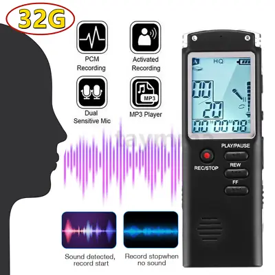 32G Mini Digital Sound Audio Recorder Voice Activated Dictaphone MP3 Player • $21.89