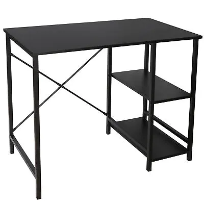 36  Computer Office  Laptop Table Home Desk WorkstationBlack With 2 Tier Shelves • $35.59