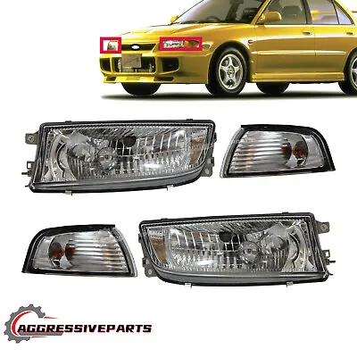 Headlights&Corner Lights Set Chrome For Mitsubishi Lancer Mirage EVO 4 1996-2001 • $188.54