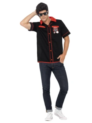 $36.95 • Buy 50s Sports Bowling Shirt Rockabilly Fancy Dress Costume Rock & Roll Highschool