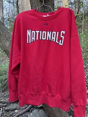 Vintage Majestic Washington Nationals STAFF Sweatshirt Red XL MLB Baseball • $39.99