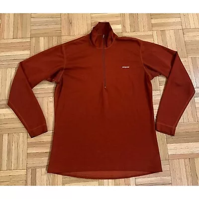 Patagonia Capilene Base Layer 1/2 Zip Shirt Top Mens Small Burnt Red Hiking • $17.95