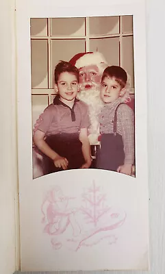 Vintage 1960 Santa & Me Christmas Photo Card 2 Boys/Brothers With Santa Claus • $7.50