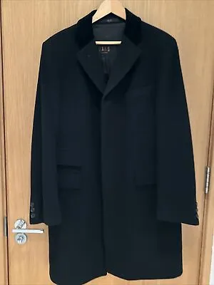 Daks Woollen Classic Overcoat - Black - Velvet Collar - 50EUR/40R • £215