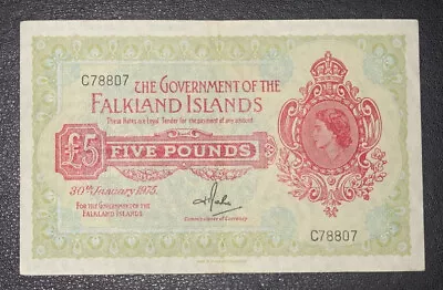 1975   AEF    £5 Falkland Islands --{ C78807 }-- P-9b ** RARE ** • £139.99