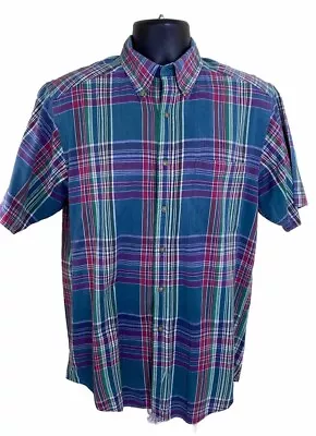 Brooks Brothers Shirt Mens Medium Genuine Indian Madras Plaid Short Sleeve • $19.75