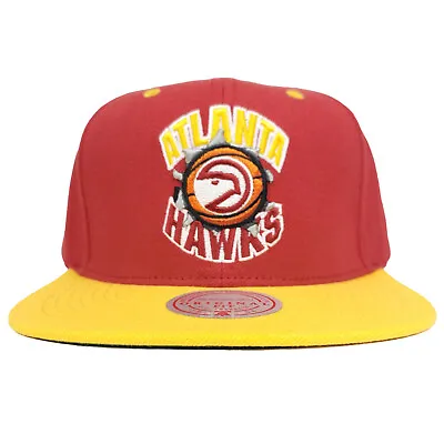 Mitchell & Ness Atlanta Hawks NBA Snapback Hat 3D Logo Red Yellow Cap NWT • $29.99